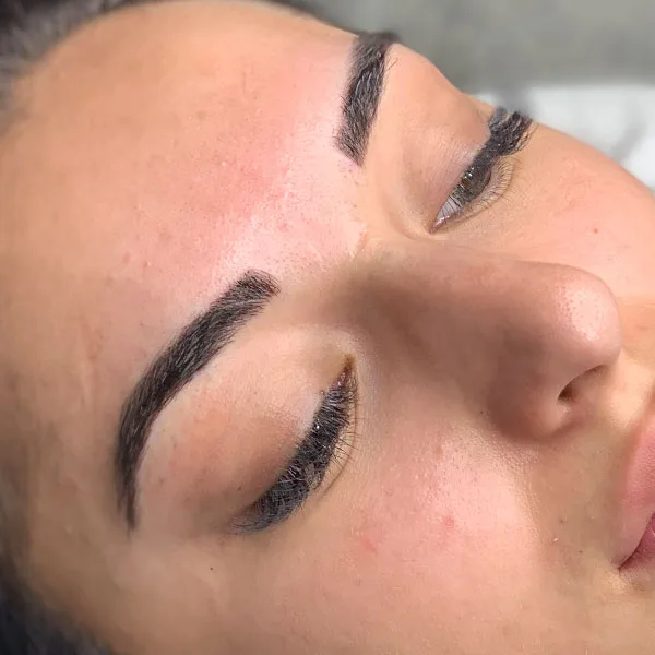 Powder brows result — bold defined brows with eyeliner