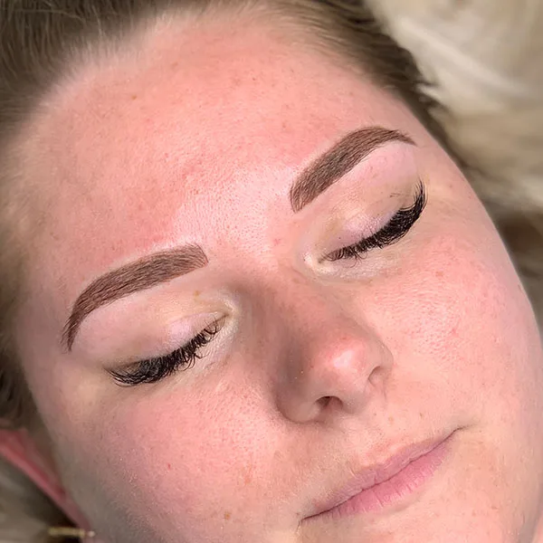 Combination ombre brows result — warm defined brows